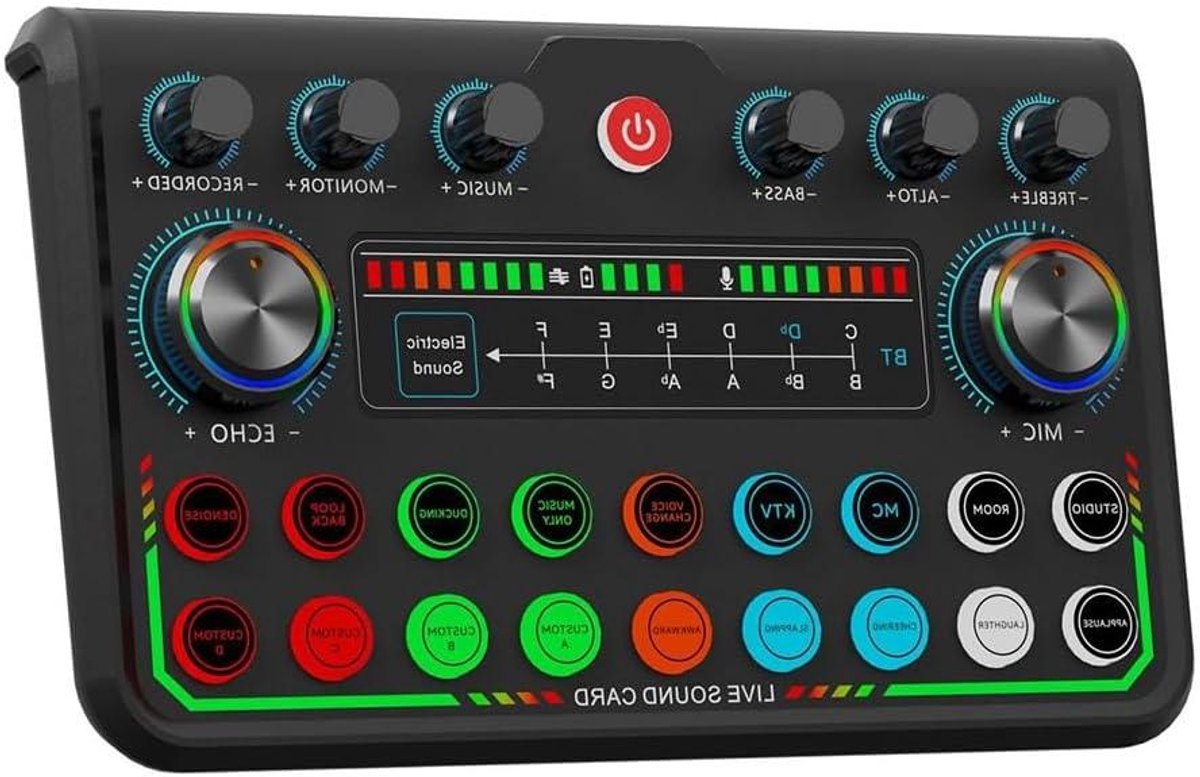 Live Geluidskaart Mixer - Podcast Soundboard - Muziek Opnemen - Ingebouwde Bluetooth - 22 x 12 x 5 cm - Zwart