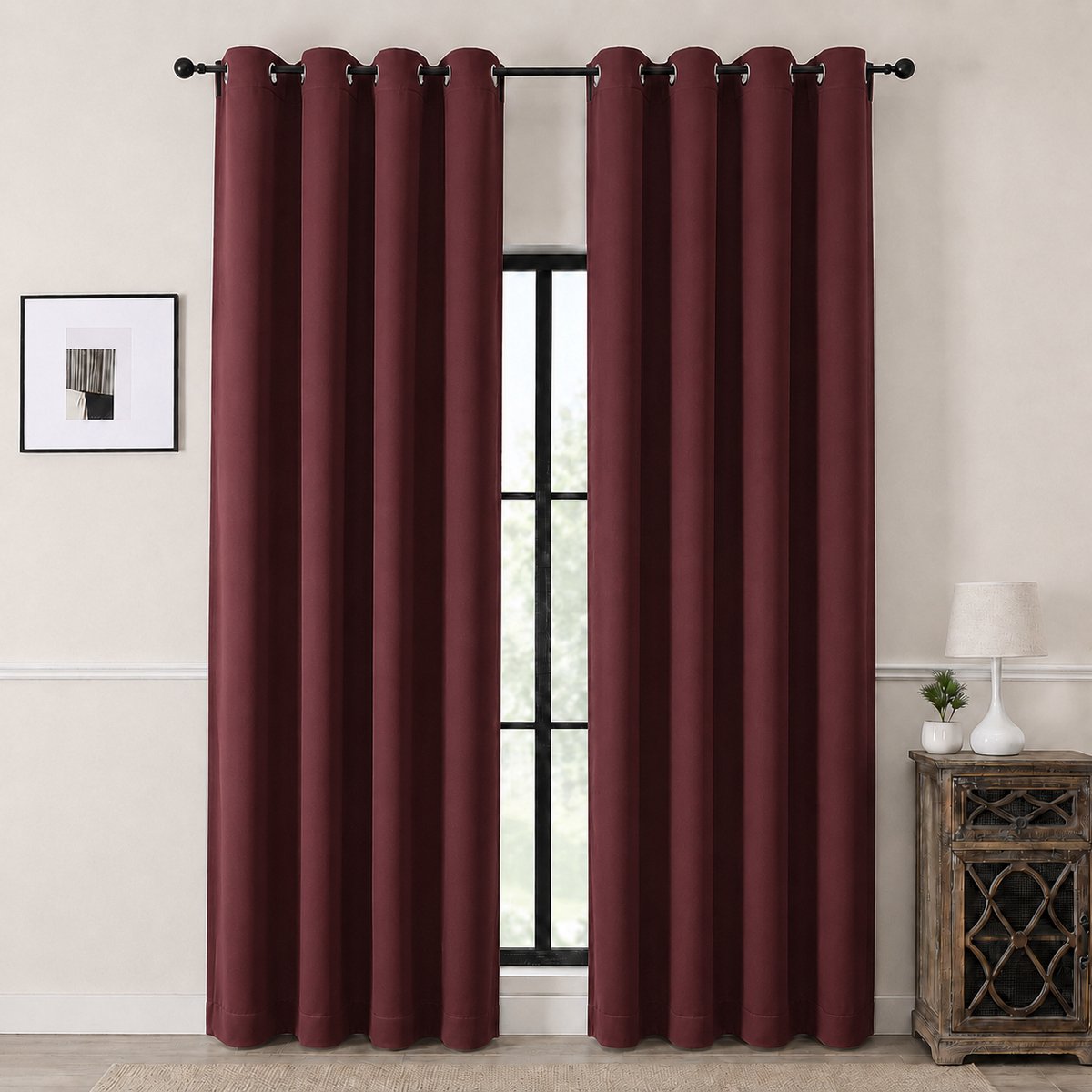 Kant en klaar Gordijn met Ringen – 99% Verduisterend – 132x175 CM – Rood – Everyday Elegance Premium