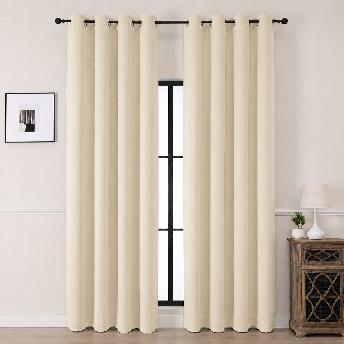 Kant en klaar Gordijn met Ringen – 99% Verduisterend – 132x300 CM – Ivoor – Everyday Elegance Premium