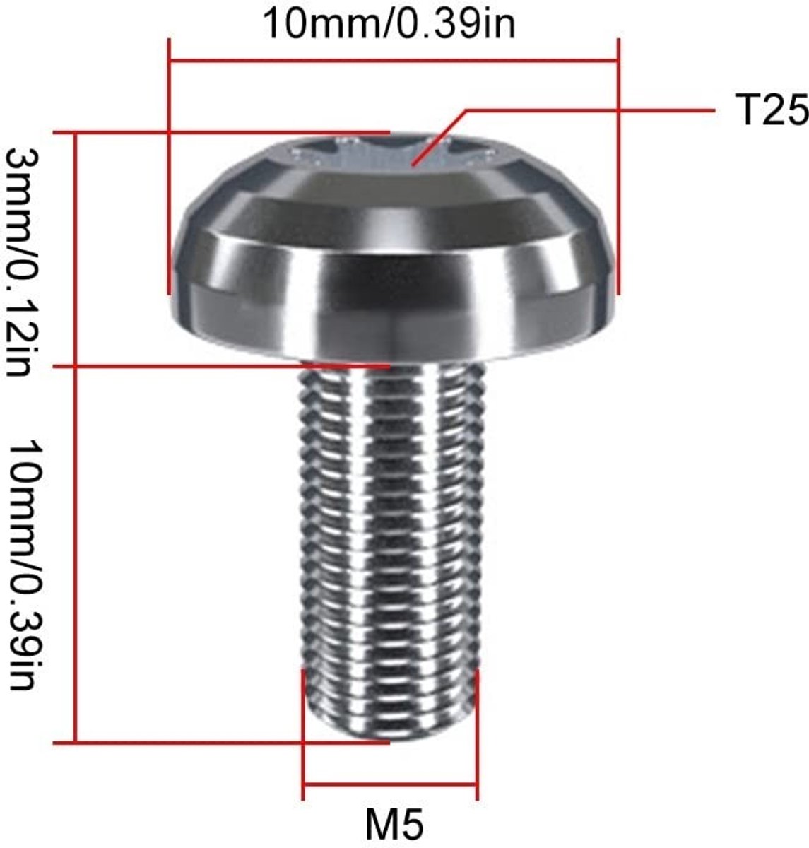 Cosensi- Rembouten 12 Stuks - M5x10mm - TC4 Titanium - Lichtgewicht - Corrosiebestendig - PVD Coating - Schroeven