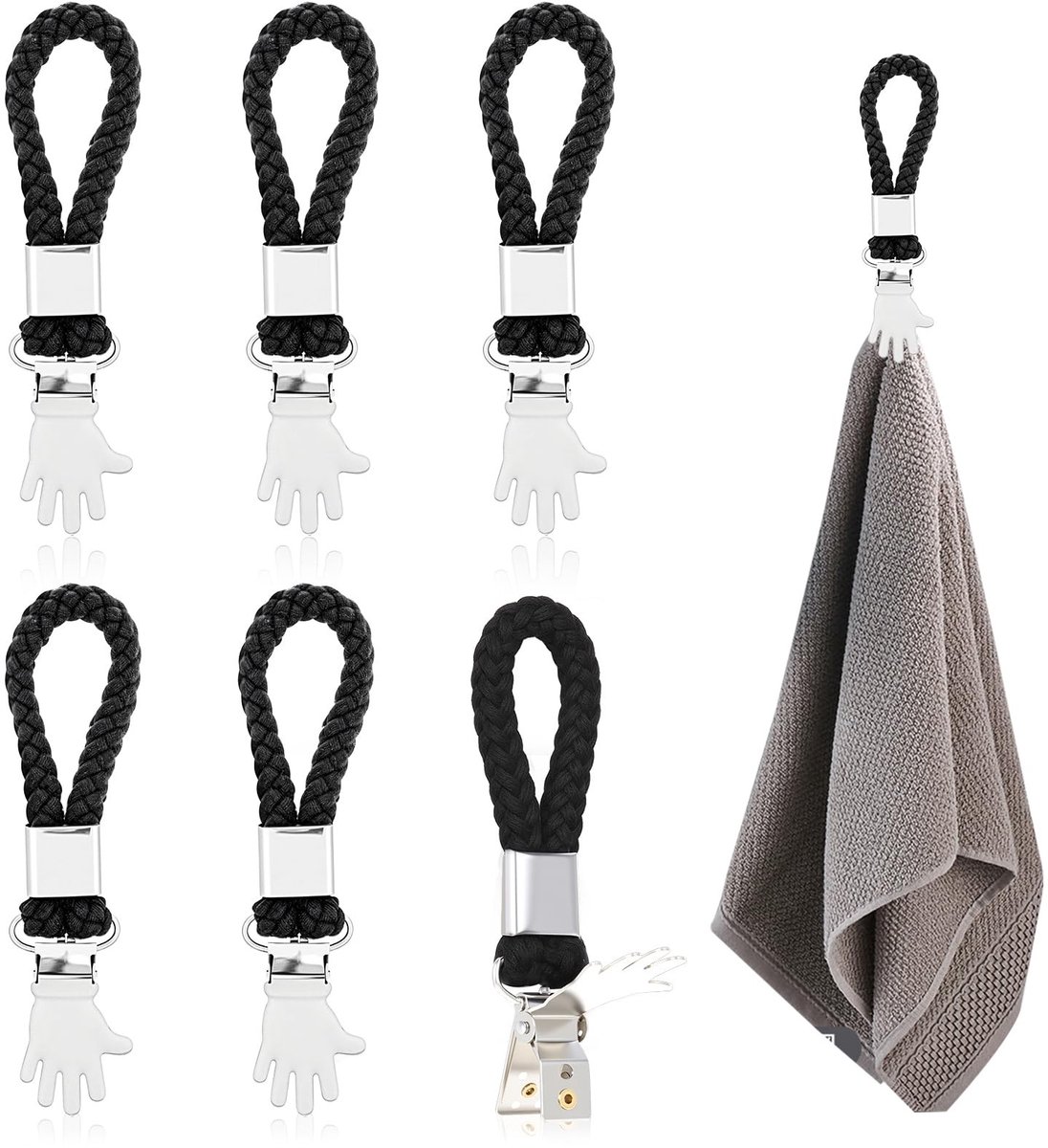 Dailygoods- Handdoekclips 6 Stuks - Handdoekhaakjes - Handdoeklusjes - Zwarte Handdoekklem