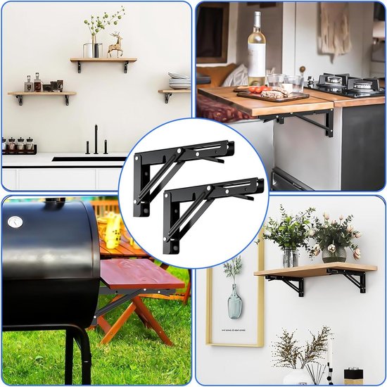 Vouwconsole Set van 4, Stevige Beugels voor Zware Belastingen, Ideaal voor Thuis, Keuken en Kantoor, Maximale Draagkracht tot 100 kg — afbeelding 5