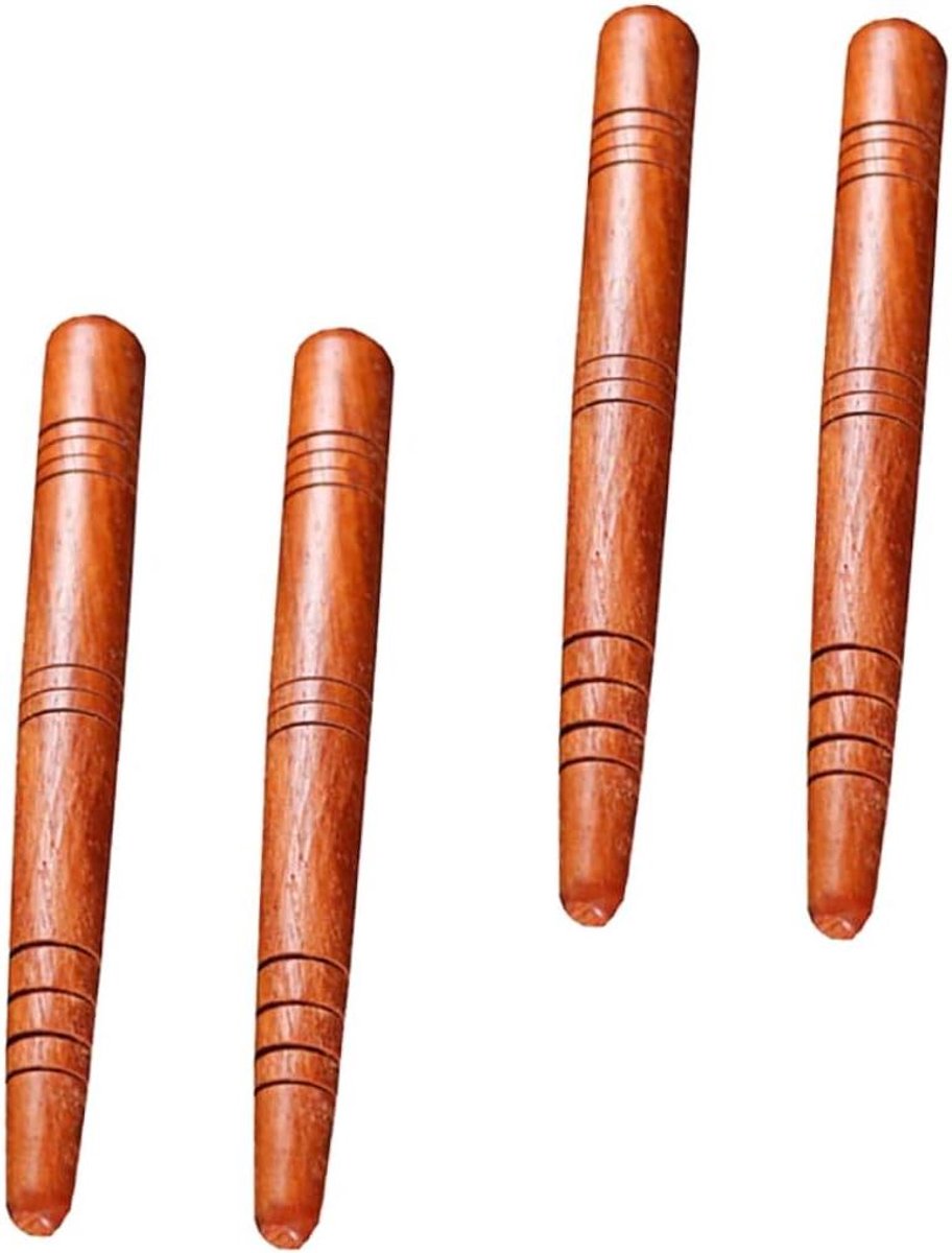 Massagestokken Handmatig - Houten Massage Tool - Zelfmassage Acupressuur - Natuurlijk Hout Materiaal - 4 Stuks - Bruin