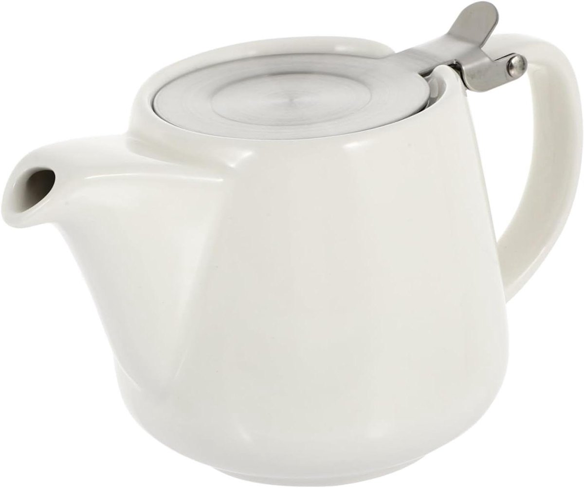 Keramische Theepot - Theeketel Waterkoker - Thee Zetten - Met Roestvrij Staal - 18 x 10 cm - Wit
