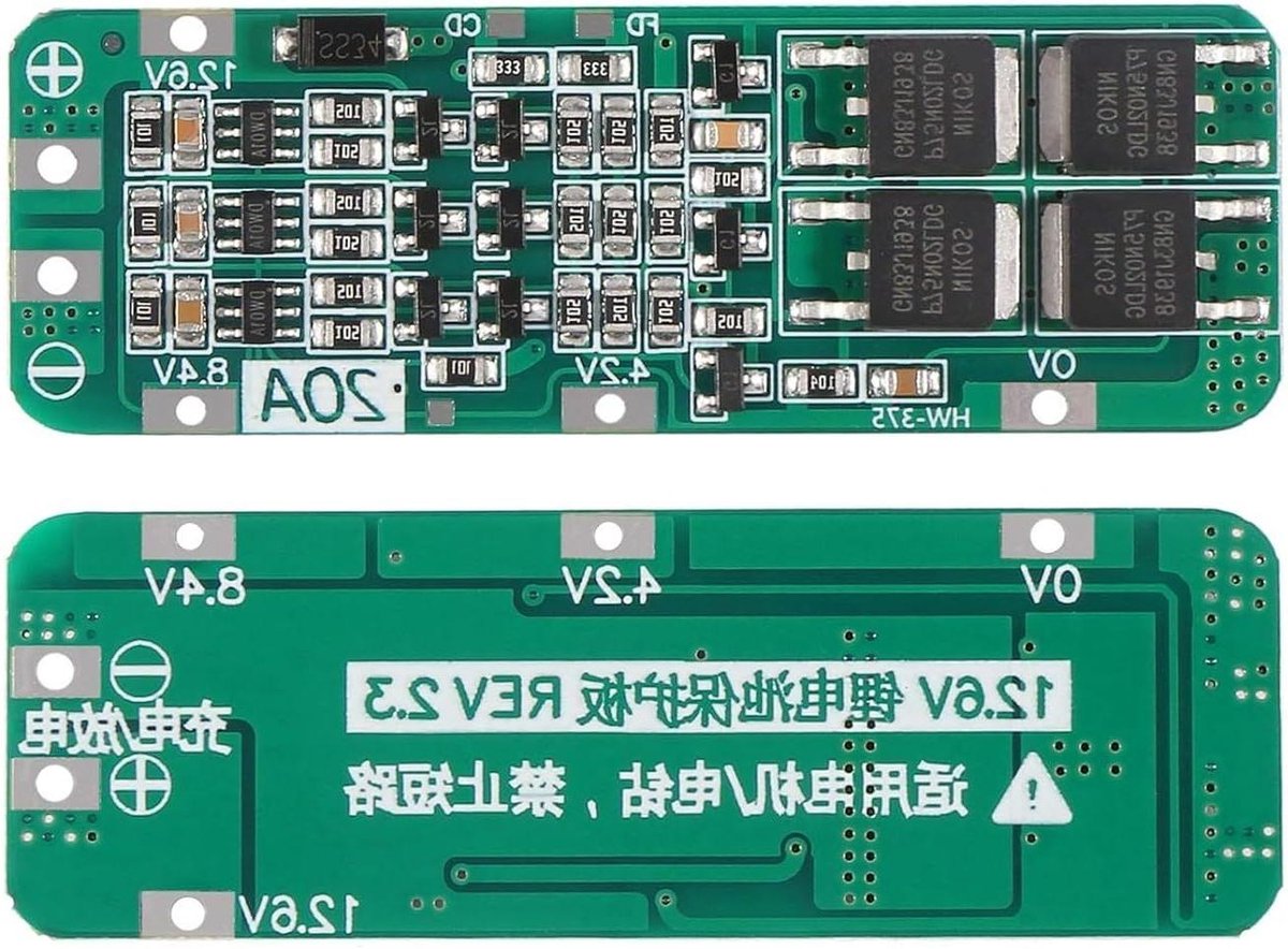 Batterij Beschermingskaart - BMS Module - DIY Projecten - Meerlaagse Veiligheid - 64x20mm - Groen