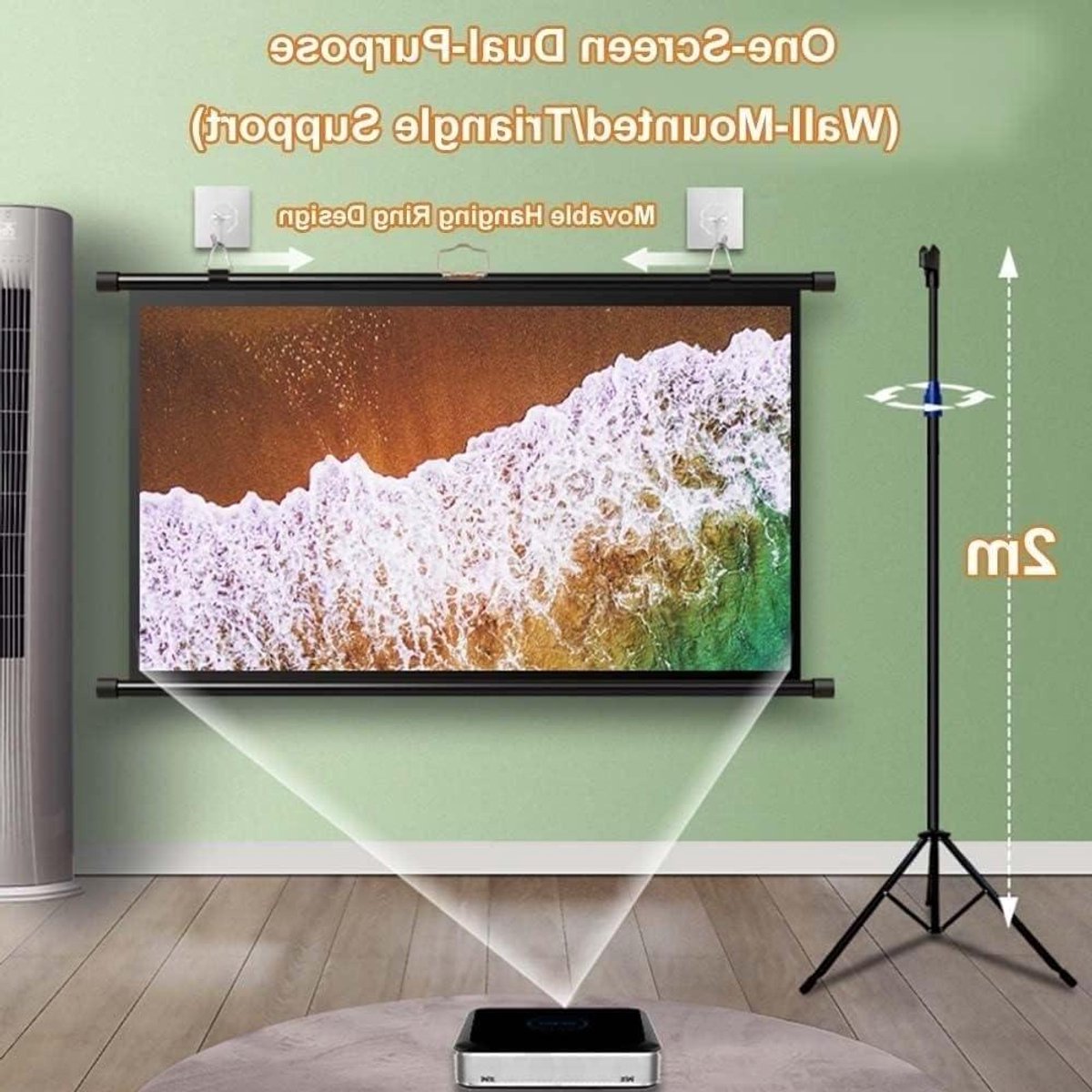 Projectiescherm met Statief - Filmscherm Draagbaar - Thuisbioscoop Ervaring - Kreukvrij Glasvezel - 60 Inch 16:9 - Wit