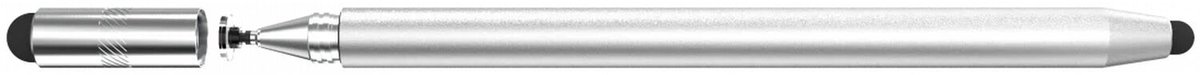 SBG Universele Stylus Pen Geschikt voor Telefoon Tablet en iPad - Twee zachte punten - Eén precisie punt - Zilver