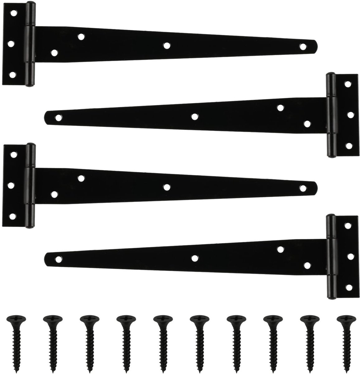 Dailygoods - Zware T-scharnieren - Schuurdeur scharnieren - Corrosiebestendig - Zwart - Houten hekken - Duurzaam - Voor buitengebruik