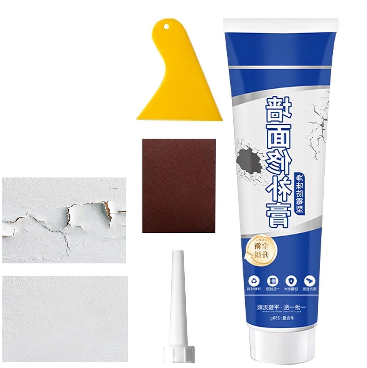 Gipsplaat Reparatiepasta - Muurvuller Stopverf - Wanden Herstellen - Waterdichte Barrière - 250g - Wit