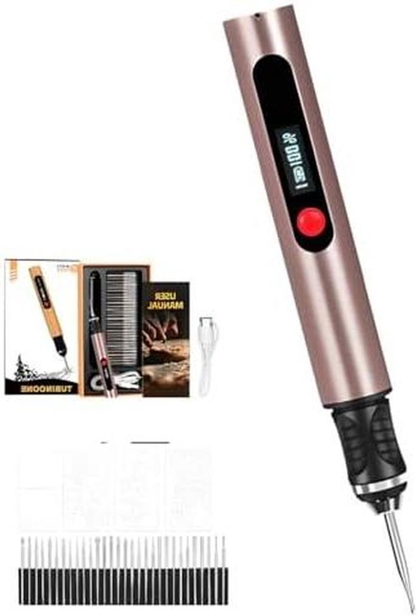 Graveerpen - Gereedschapsset - Kunst & Hobby - 30 Tips - Oplaadbaar - Roze