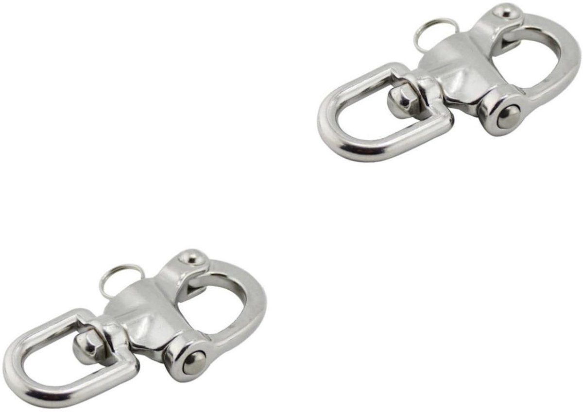 Oogsluitingen - Draaibare Karabiners - Buitenactiviteiten Vastzetten - Roestvrij Staal - 2 stuks - Zilver