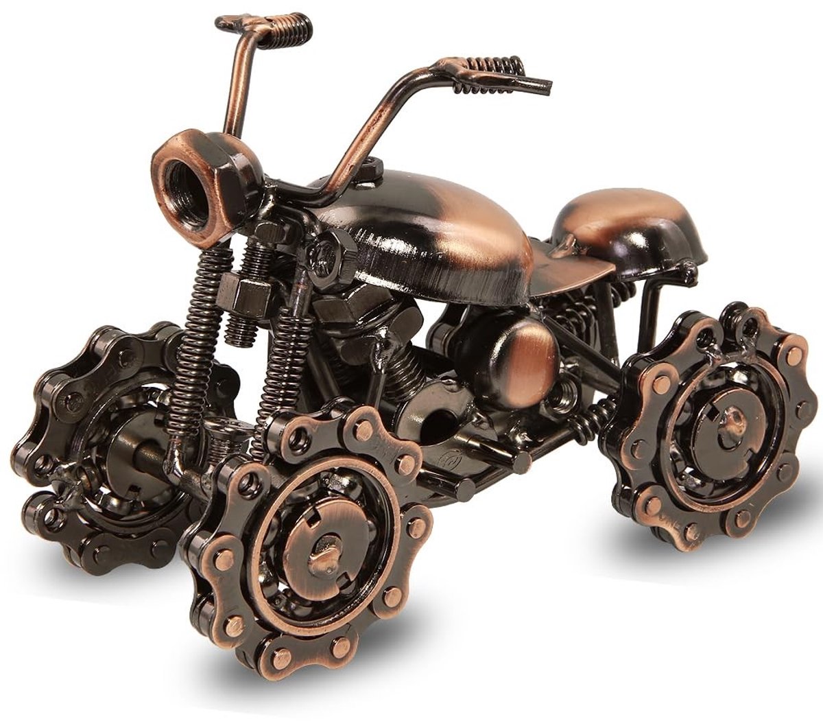 JHUBERS- Motorfiets Retro Model - ATV Ornament - Metalen Beeldje - Decoratie - Cadeau voor Verjaardag - Gedetailleerd Ontwerp - Modelauto