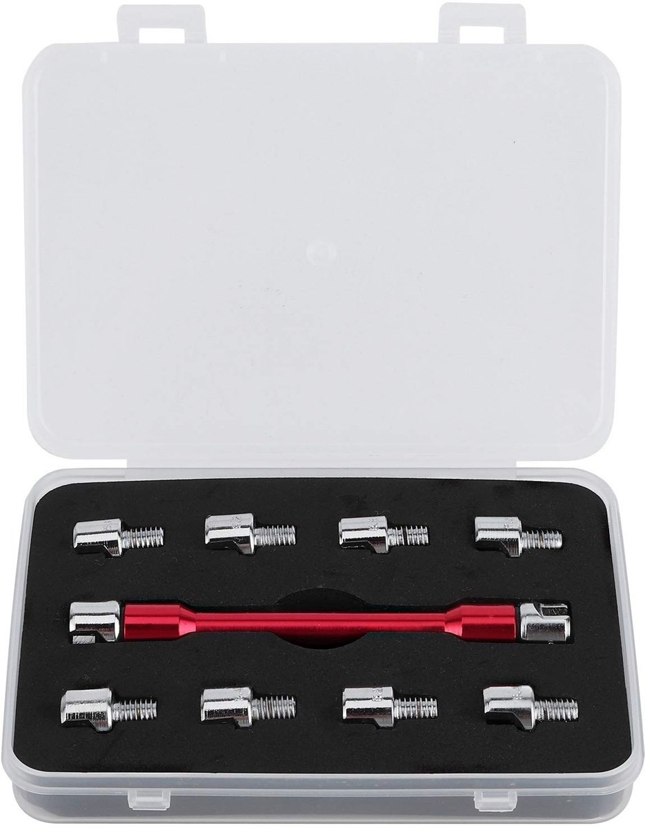 JHUBERS- Spakenmoersleutel 93mm - Interchangeable Tips 5.0-6.8 - Geschikt voor de meeste motorfietsen - Inclusief opbergdoos - Hoogwaardige materialen - Spakenmoersleutelset