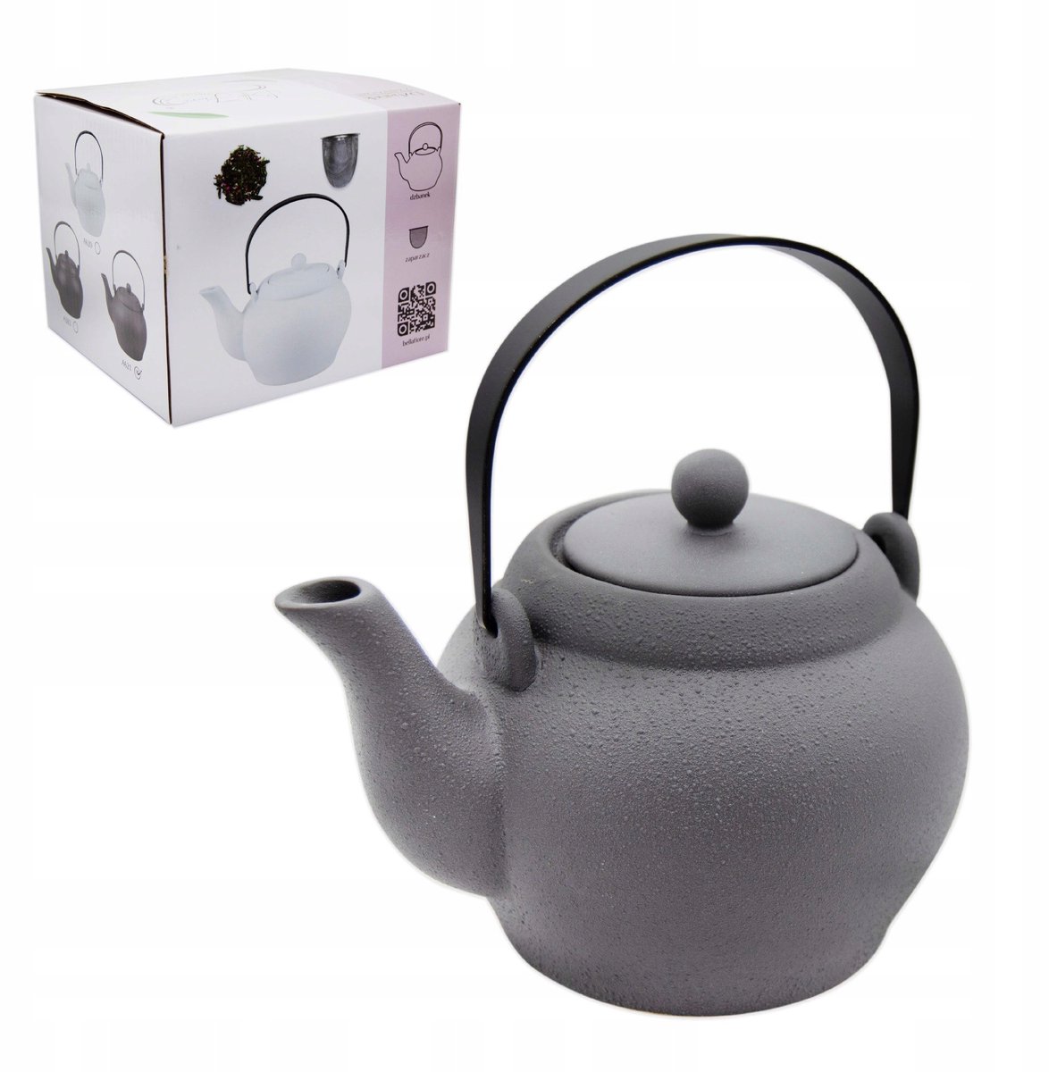 Retro Keramieken Theepot met Infuser - 1L Grijs