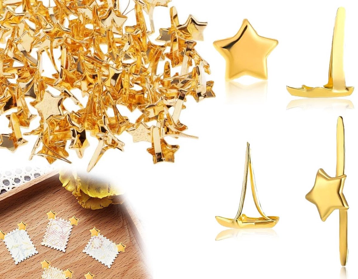 JHUBERS- Clips 200 Stuks - Metalen Clips - Sterletters/Patroon - Scrapbooking - Doe-het-zelf - Hoogwaardig Materiaal - Punaises