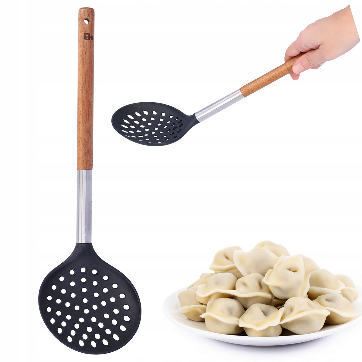 Houten schuimspaan 34 cm - Keukenlepel voor dumplings en meer