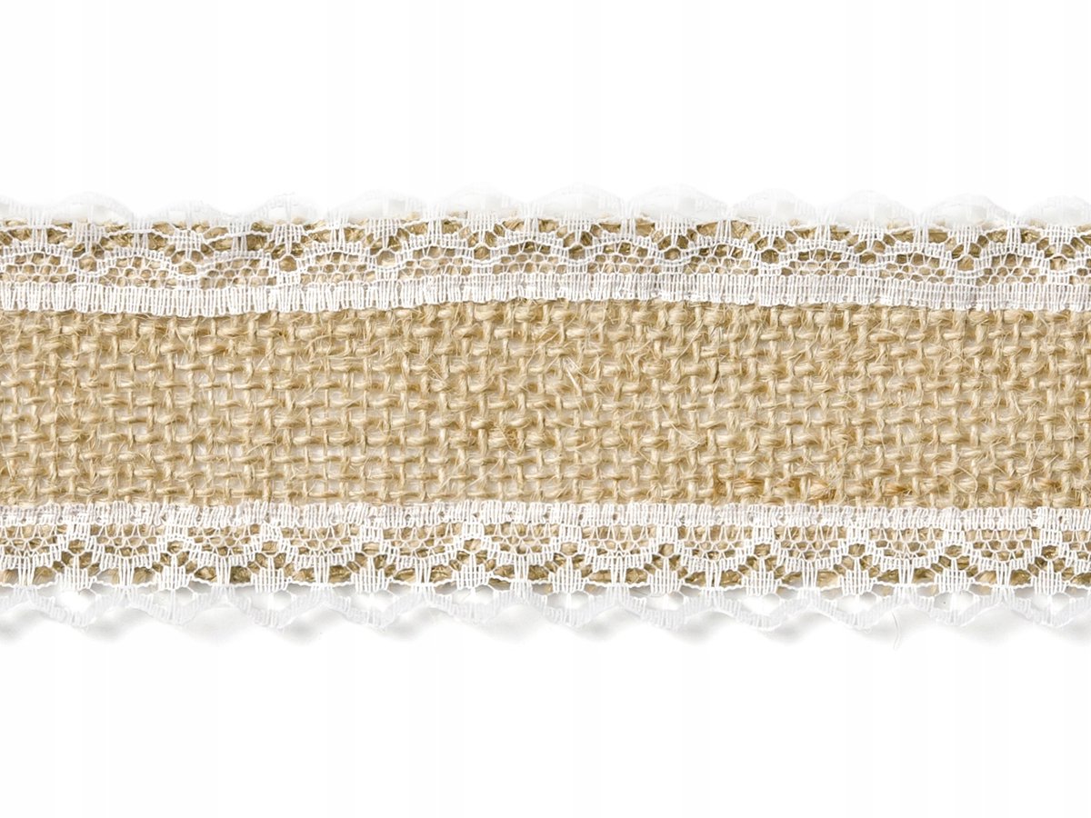 Jutewinkel met Kant - 5x500cm - Rustieke Decoratie en Knutselen