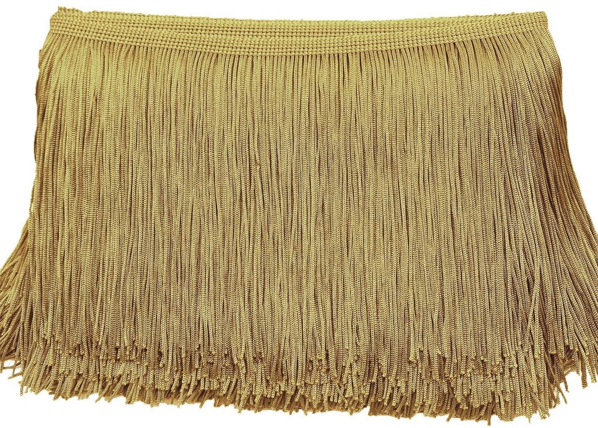 Dailygoods- Franjelint 15 cm - Decoratielint - Dansfranjes - Snijfranjes - Naai-accessoires - Polyester - Goud A