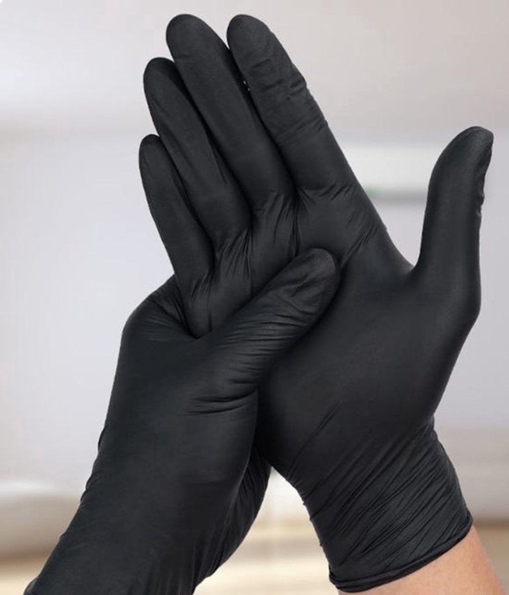 Zwarte herbruikbare handschoenen, maat M, 100 stuks per doos, keukenhandschoenen.