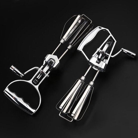 Handmixer Keuken - Beslagklopper Slagroom - Snel Ingrediënten Mengen - Geen Stroom Nodig - Groot Model - Zilverkleurig — afbeelding 2