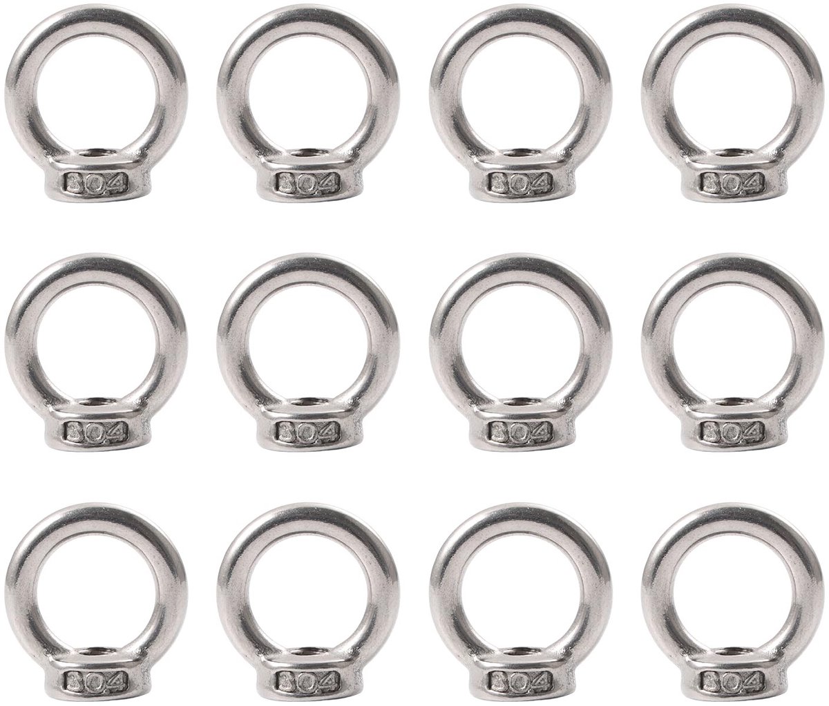 JHUBERS- Ringmoeren M6 - 12 Stuks - Roestvrij Staal 304 - Oogmoeren - Ringschroeven - Bevestigen van Ornamenten