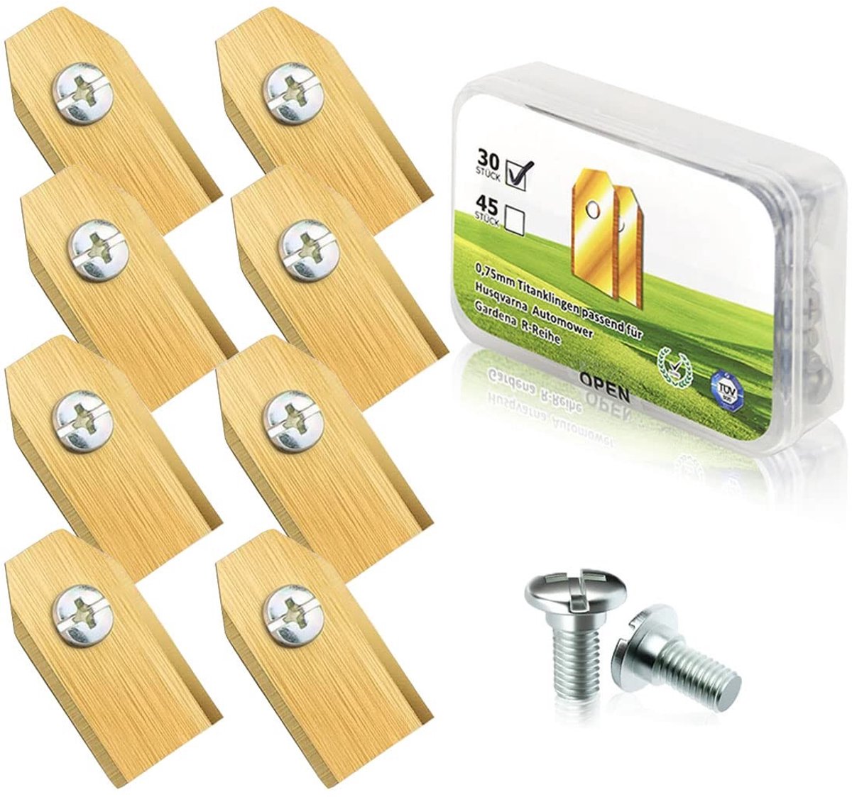 BRENZOOS- Messen Messenset 30-delig - Vervangende Messen - Premium Kwaliteit - Roestvrij Staal - Bladdikte 0,75 mm - Compatibel met Robotmaaiers - Vervangingsmessen