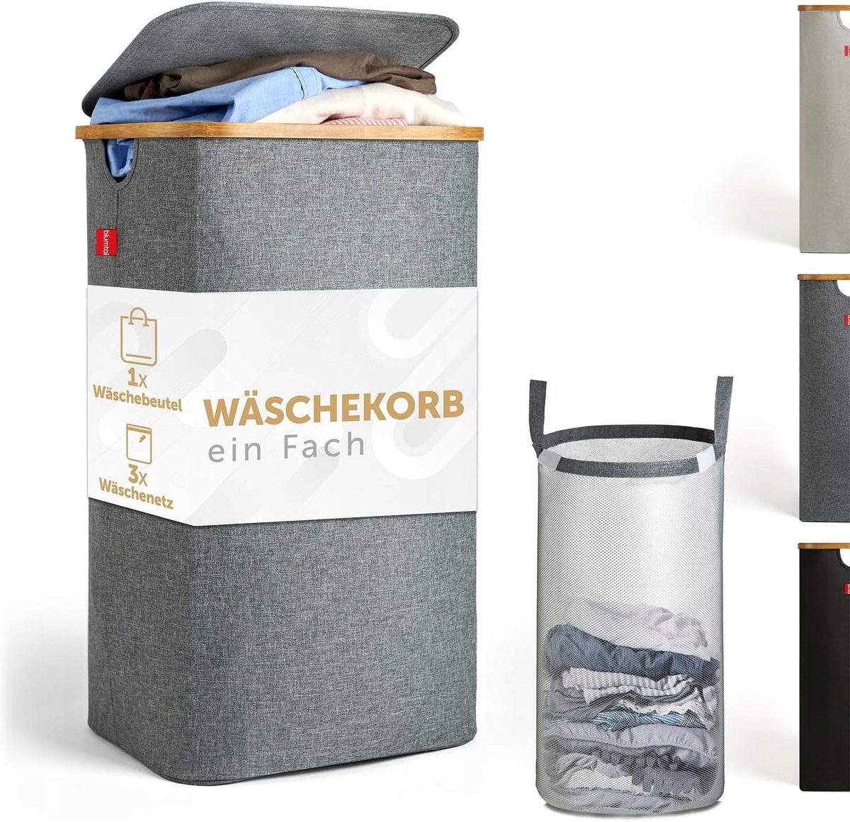 Stijlvolle Bamboe Wasemmer met Deksel - 100L