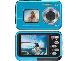4K Onderwatercamera – 48 MP Autofocus Waterbestendige Digitale Camera met Dubbel Scherm, 3,5 Meter Waterdichte Actiecamera met 32 ​​GB Kaart voor Snorkelen, Zwemmen – blauw