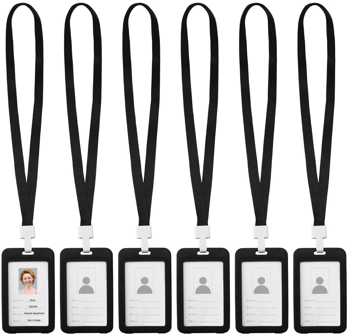 Dailygoods- ID-kaarthouder 6 stuks - Dubbelzijdig Transparante Kaart Hoesjes - Uittrekbaar - Kunststof - Veiligheids Tas - Beschermhoezen voor School en Kantoor - Kaarthoes