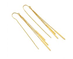 Goudkleurige oorbellen dames doortrek oorbellen met kwast hanger lange ketting oorbellen minimalistisch design tassel oorbellen staaf hanger elegante oorhangers voor dagelijks gebruik en feestelijke gelegenheden