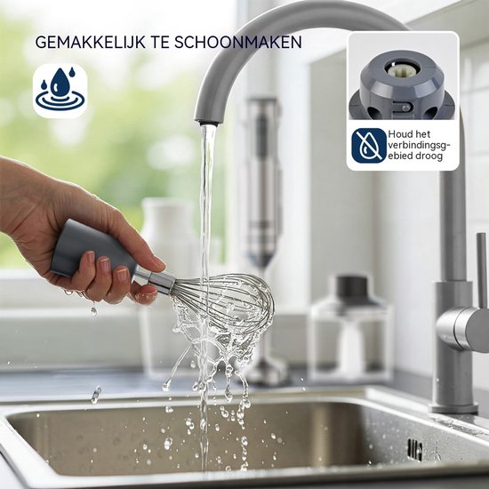 Staafmixer set - Handblender met hakmolen - Traploze snelheid - 1000 W - 700 ml maatbeker - Keukenmixer - 6,5 x 6,5 x 40 cm - Zilver van ROUNY — afbeelding 3