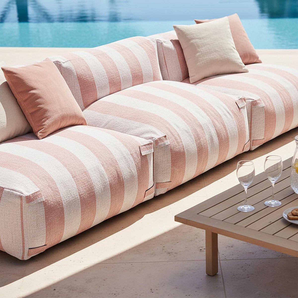 Modulaire Mixi Lounge Tuinset met 3 Terrasverwarmers & Comfort Poef – Mobili Bella