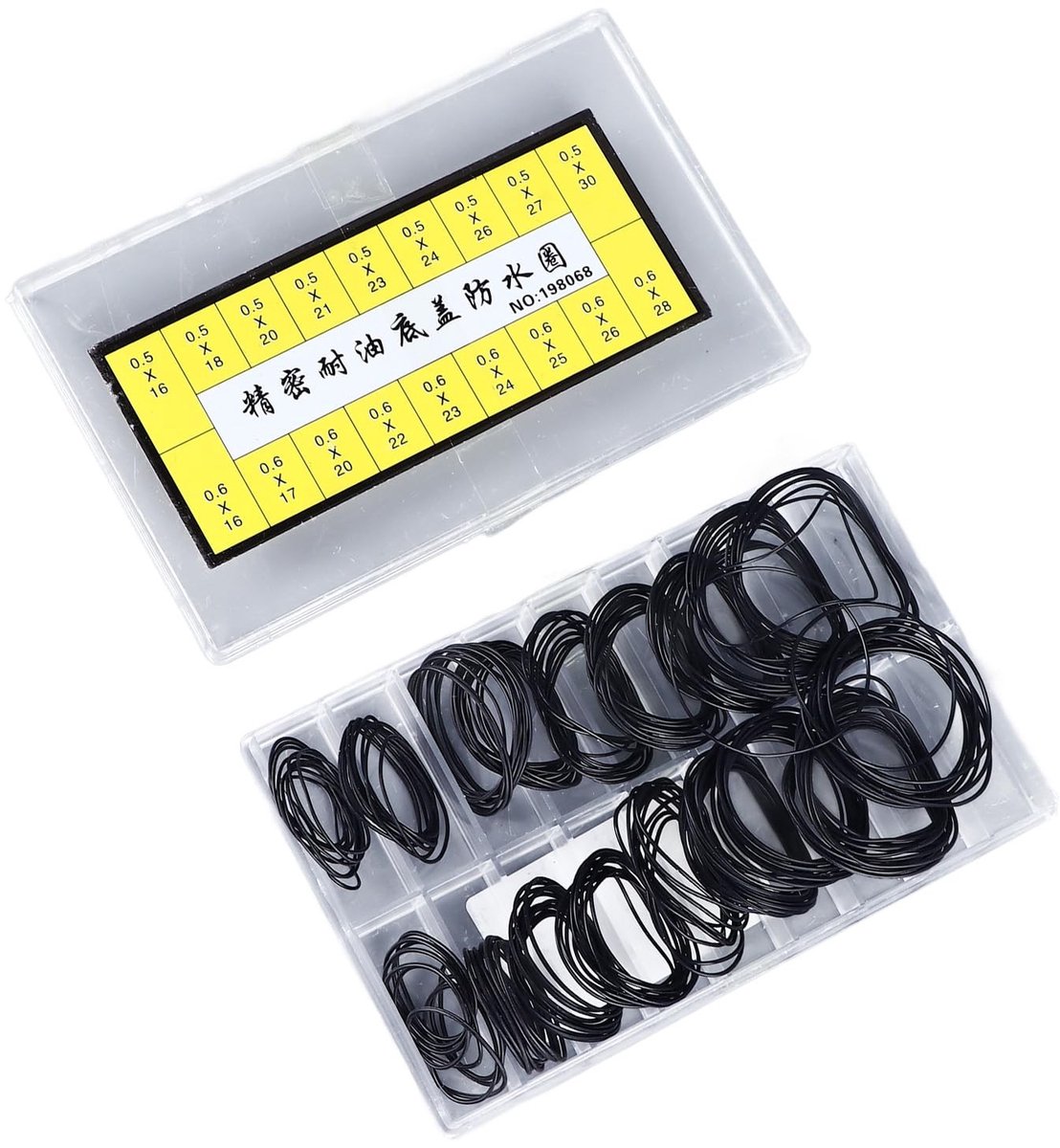 LIVIA HOME- Horlogekast Afdichtingsset 180 Stuks - O-Ringen - Rubber - 18 Soorten - Horlogereparatie Accessoire - Afmetingen 0,5 x 16-30 mm - Afdichtring