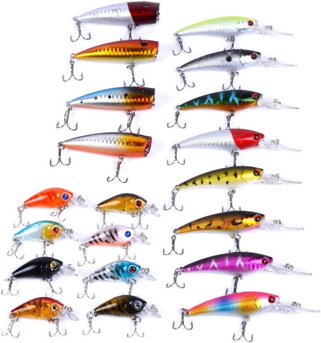 Vis Aas Set - Kunstaas Mix - Zoutwater Vissen - 20 Delige Set - Tot 9cm - Gemengde Kleuren