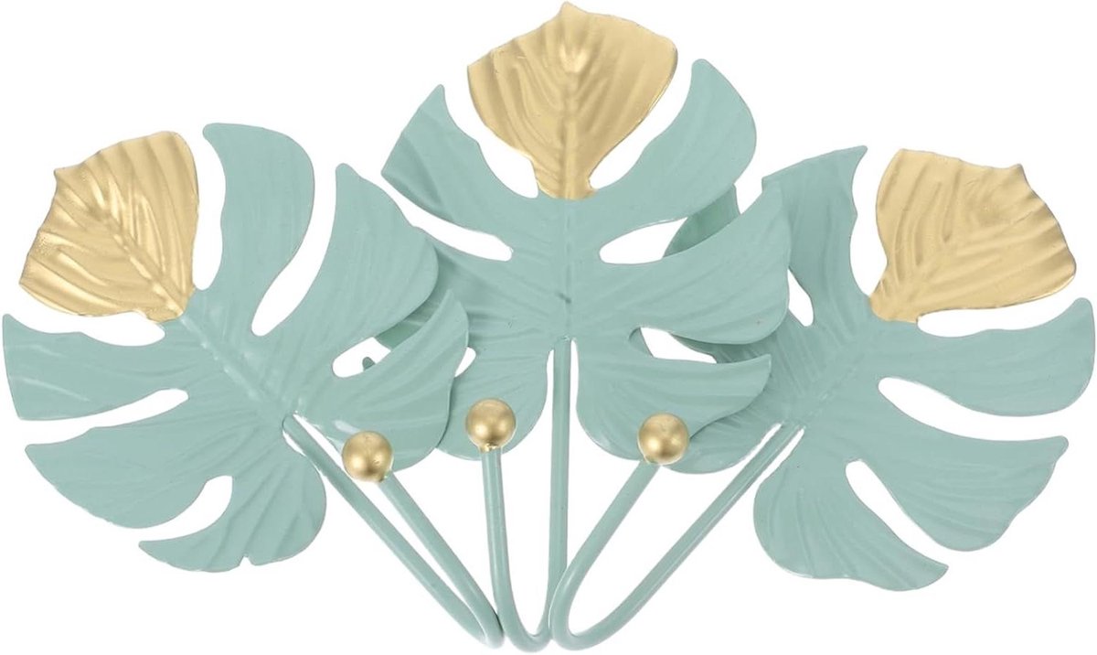 Wandhaken Set - Decoratieve Haken - Woondecoratie - Bladmotief Design - 3 Stuks - Lichtgroen