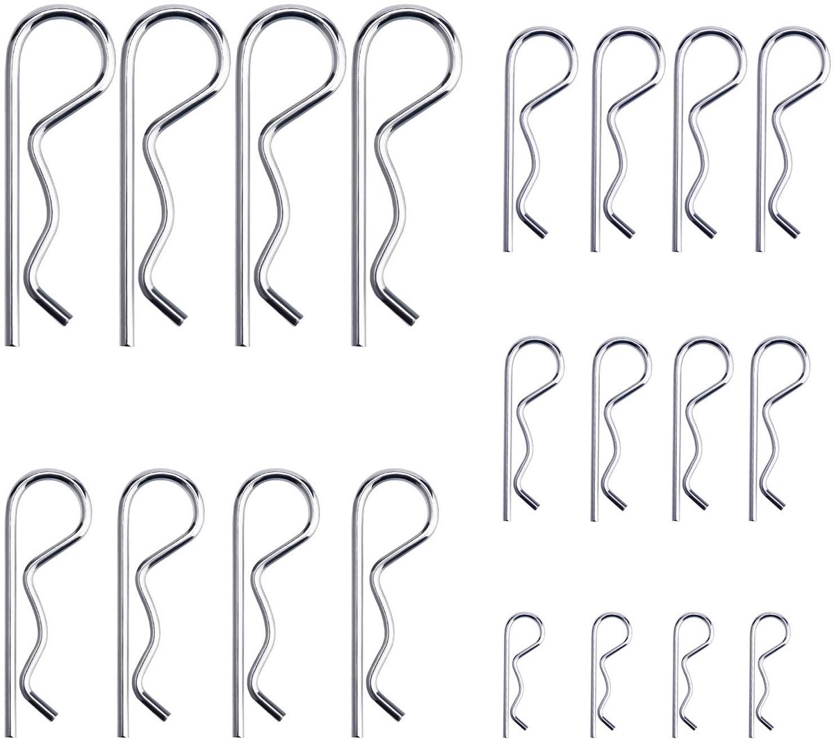 SMOAKEZ- Bevestigingsclips 20 Stuks - Assortimentsset met Sleufpen - Robuust - Verzinkt - Koolstofstaal - Afmetingen: M1.2x12 mm, M3.5x75 mm - Borgpennen