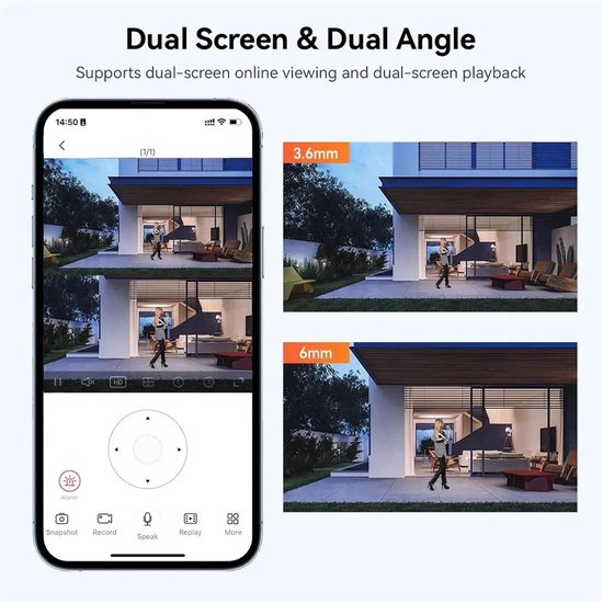 4G IP-camera - Beveiligingscamera Buiten - Thuisbewaking - Dubbele Lens Nachtzicht - 8MP - Wit — afbeelding 3