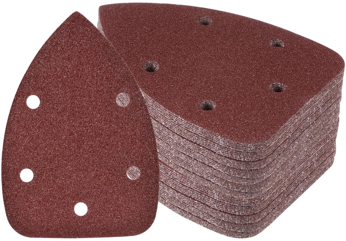 LIVIA HOME - Driehoekig schuurpapier - 60 stuks - Inclusief verschillende korrelgroottes - 16 x 14 cm - Geschikt voor houten meubels - Aluminiumoxide