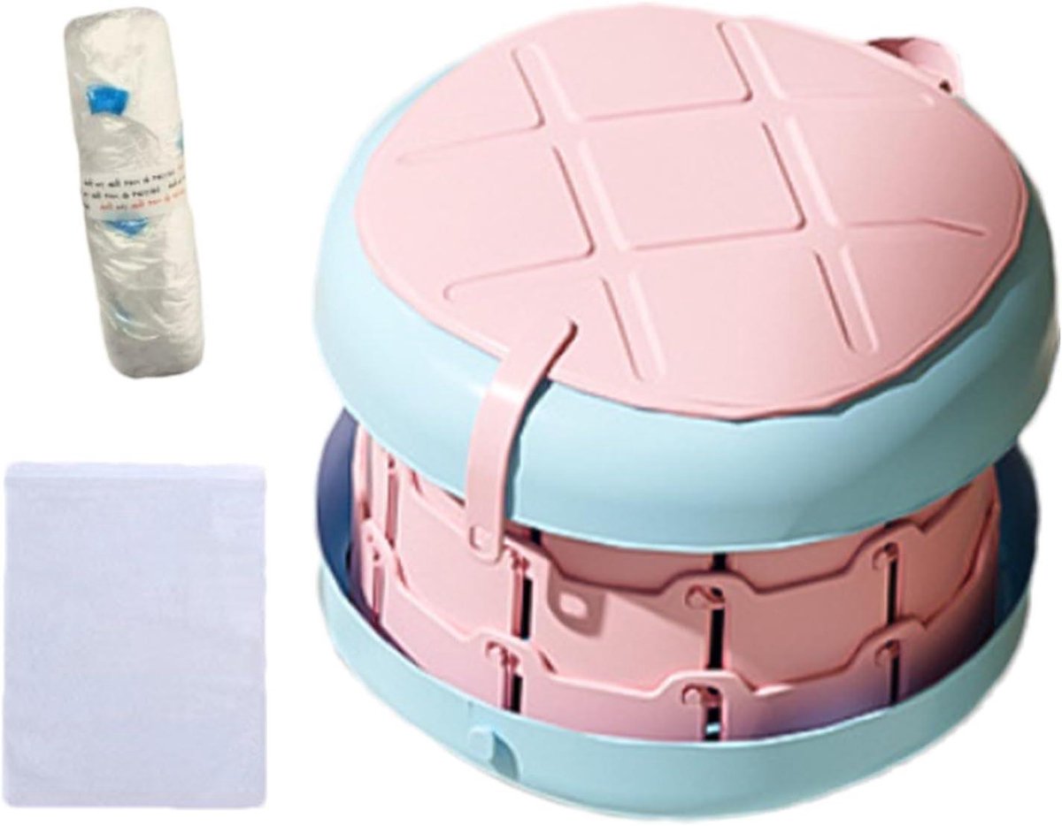 Inklapbaar reispotje - Draagbaar toilet - Kinderen zindelijk maken - Roterende structuur - 283 x 117 cm - Roze