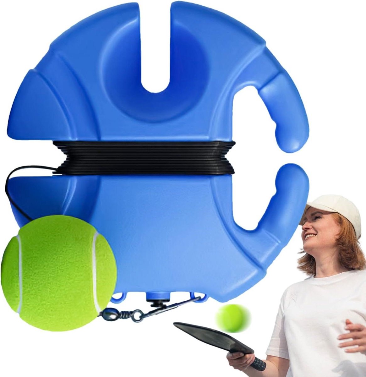 Tennis Rebound Trainer - Trainingsapparaat Bal - Tennisvaardigheden Verbeteren - Automatische Terugslag - 21 cm Lengte - Blauw