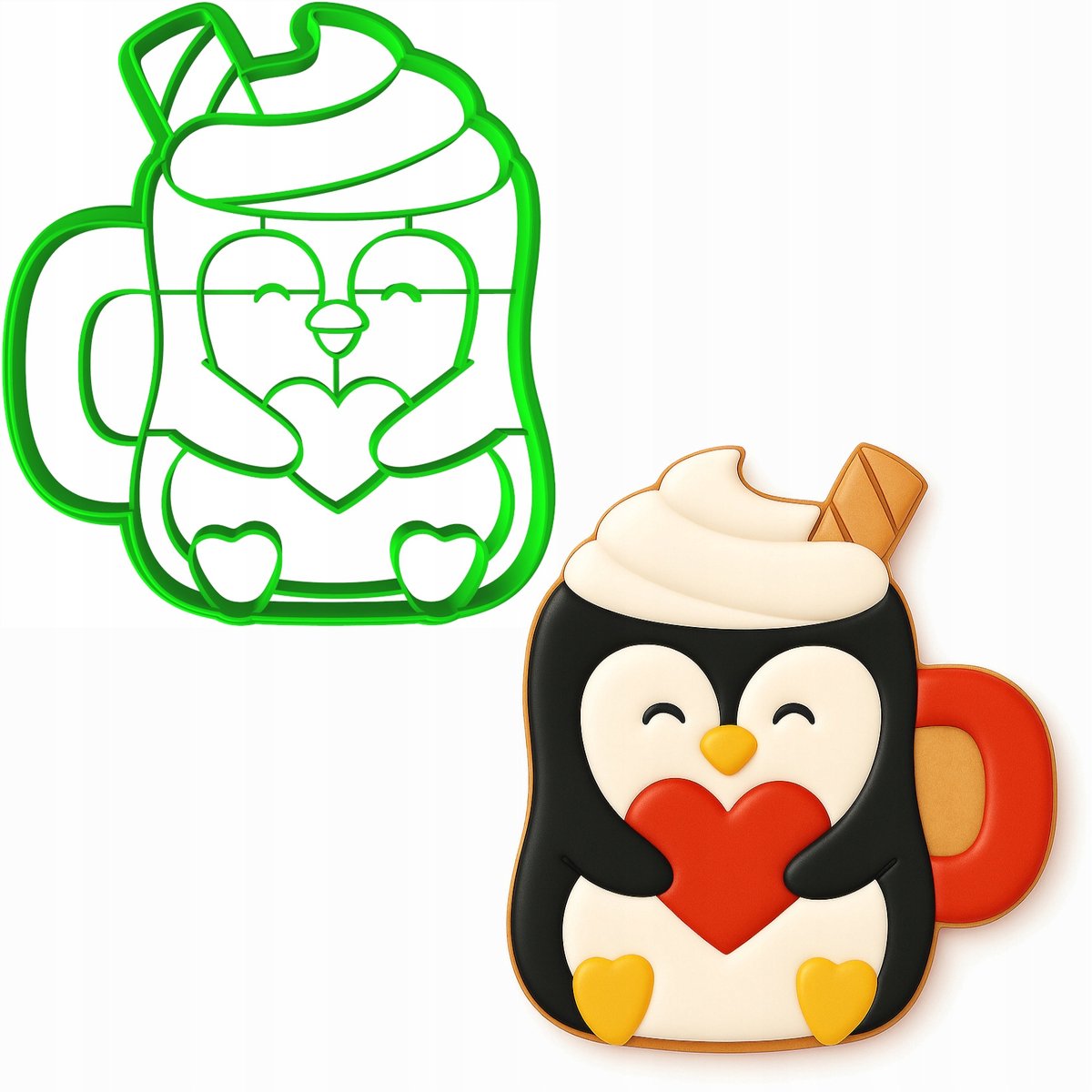 Kerstkoekjesvorm Pinguïn Mok 10cm - Bakvorm voor Koekjes