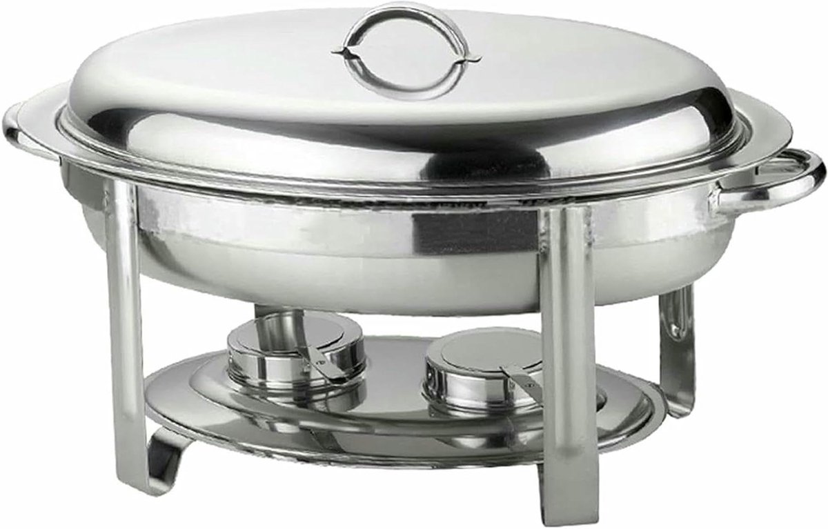 Buffet Server - Hete Platen - Eten Warm Houden - Roestvrij Staal - 6 Liter - Zilver
