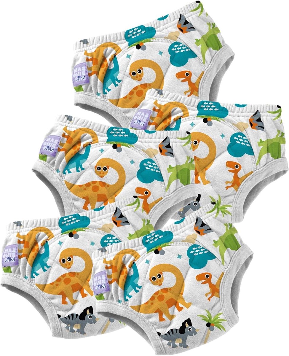 Oefenbroekjes Zindelijkheidstraining - Potty Training Broekjes - Zindelijk Leren - Herbruikbaar & Wasbaar - 5 Stuks - Dinosaurus Print