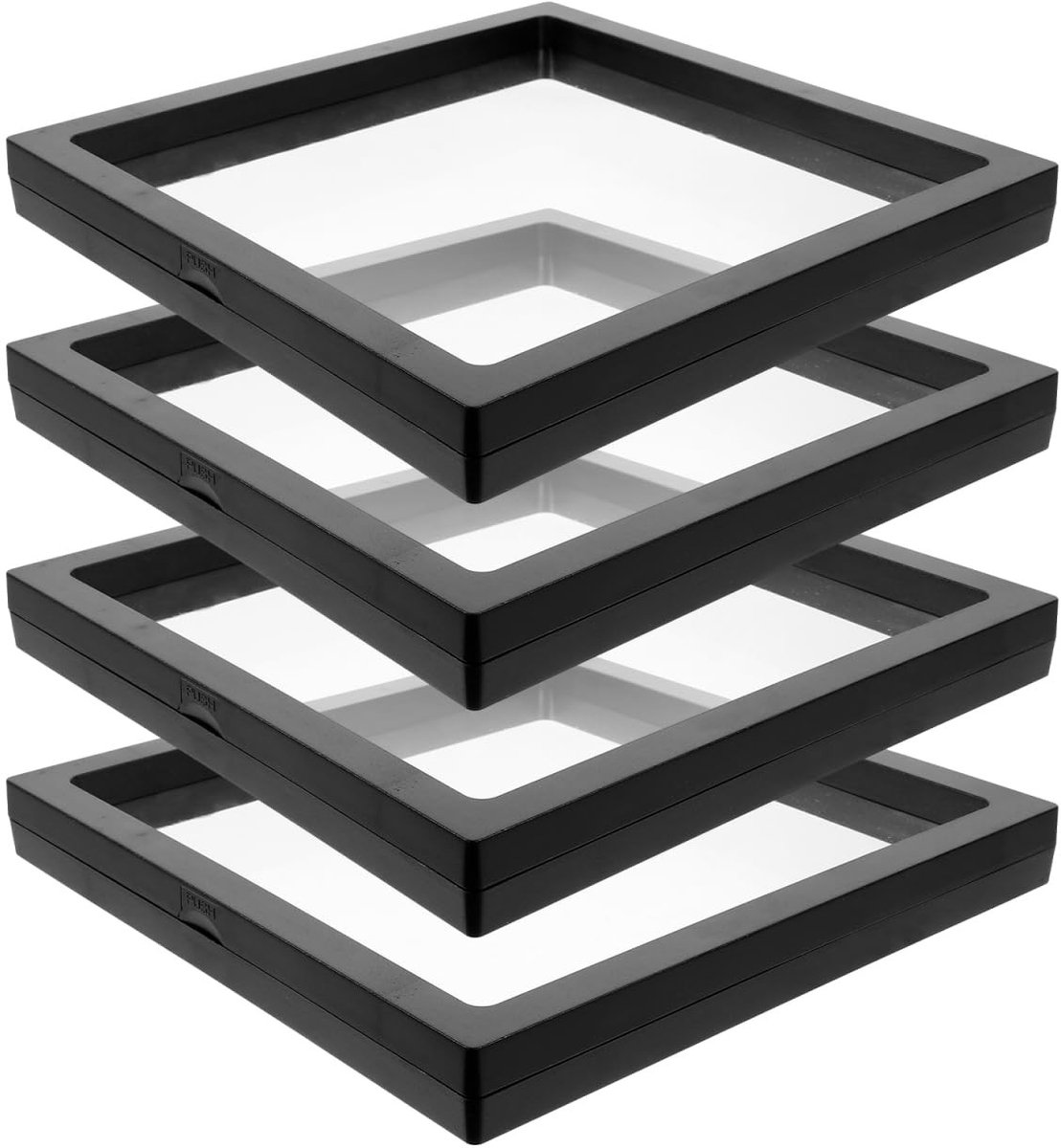 Dailygoods- Sieradendisplay - 4 Stuks - Ringvitrine - Oxidatiebestendig - Transparant - 18x18x2 cm - Decoratieve Stand. - Vitrine
