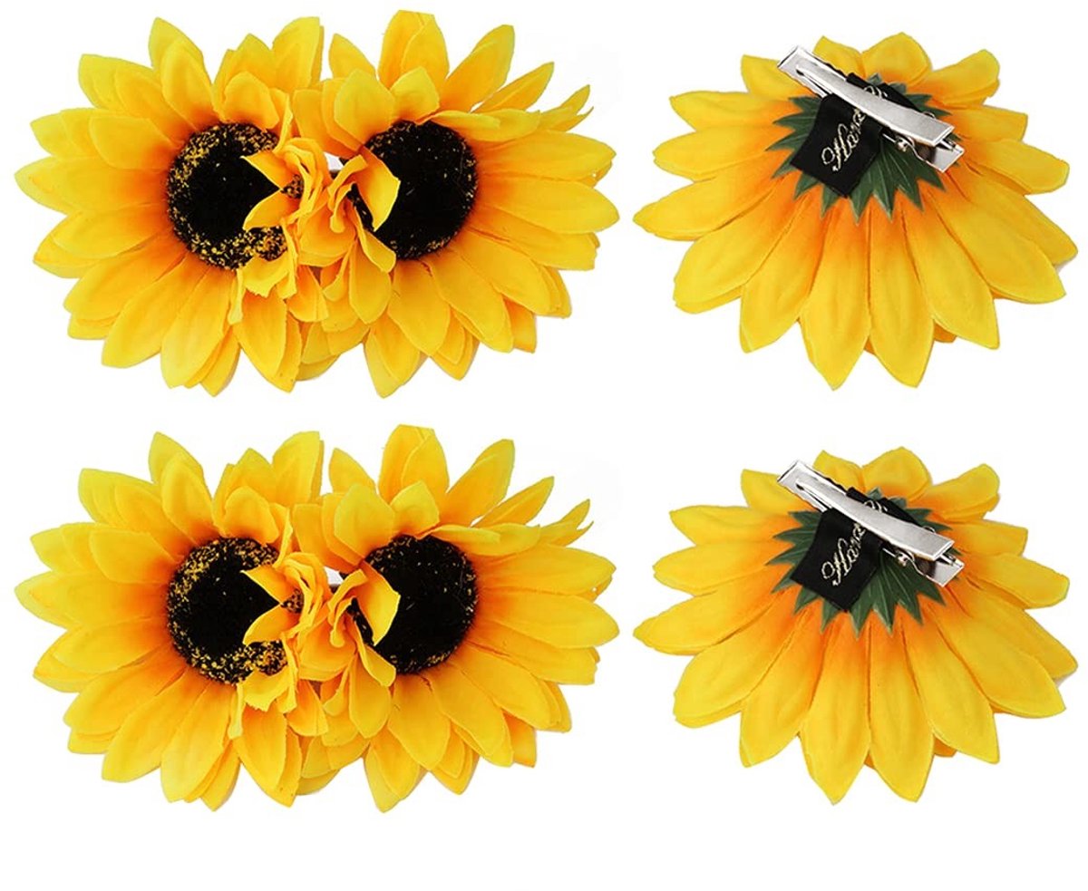 Dailygoods- Haarklem Zonnebloem - 6 Stks - Haarspelden - Bruiloft - Bruidsaccessoires - Styling - Vakantie Decoratie - Haarklip