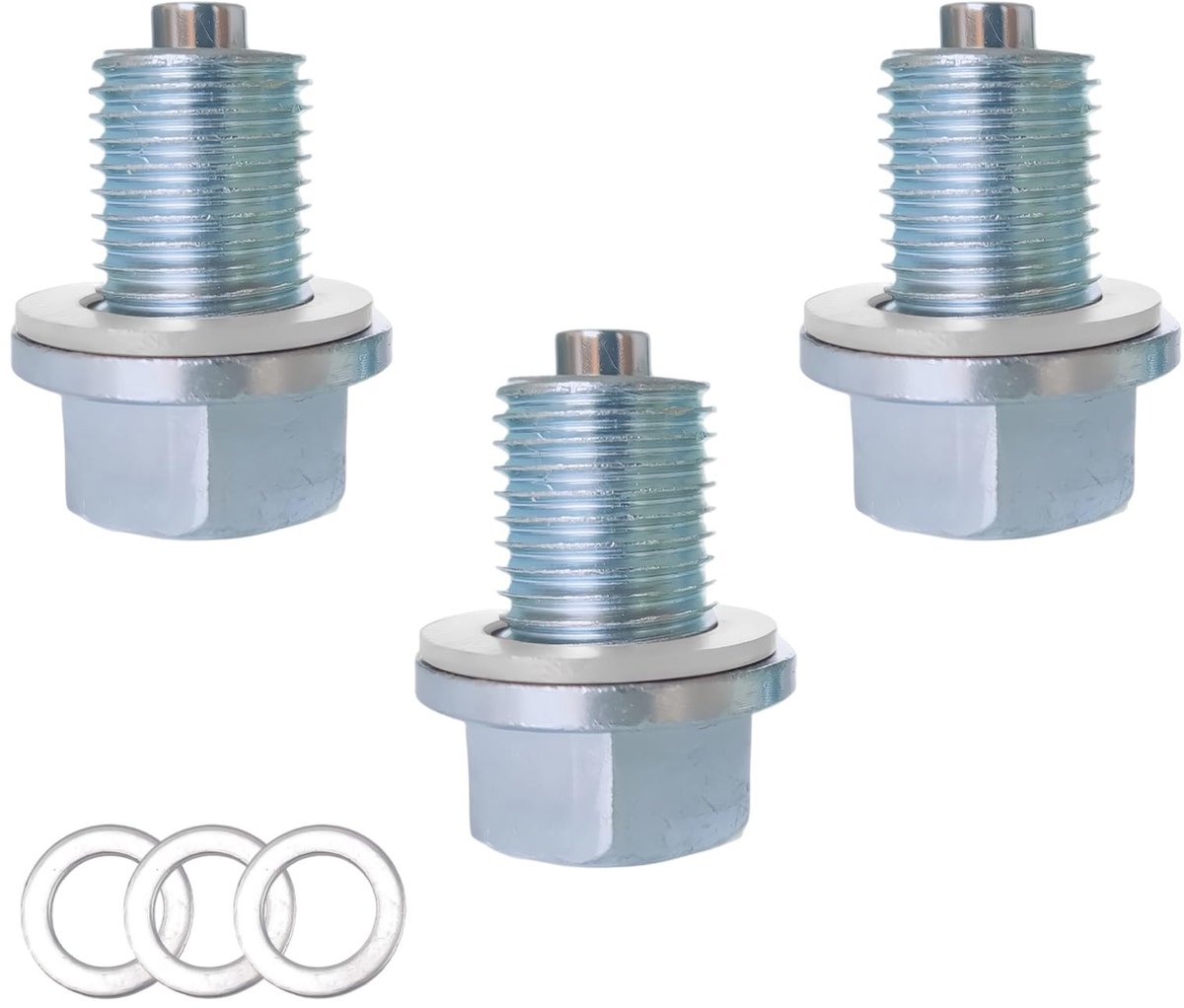 Dailygoods- Olieaftapschroef M14 x 1,5 - Magnetische Olieafvoerschroef - Afdichtring - Voor Auto's/Boten/Motorfietsen - Duurzaam A3-Staal - 3 Stuks - Afvoerschroef