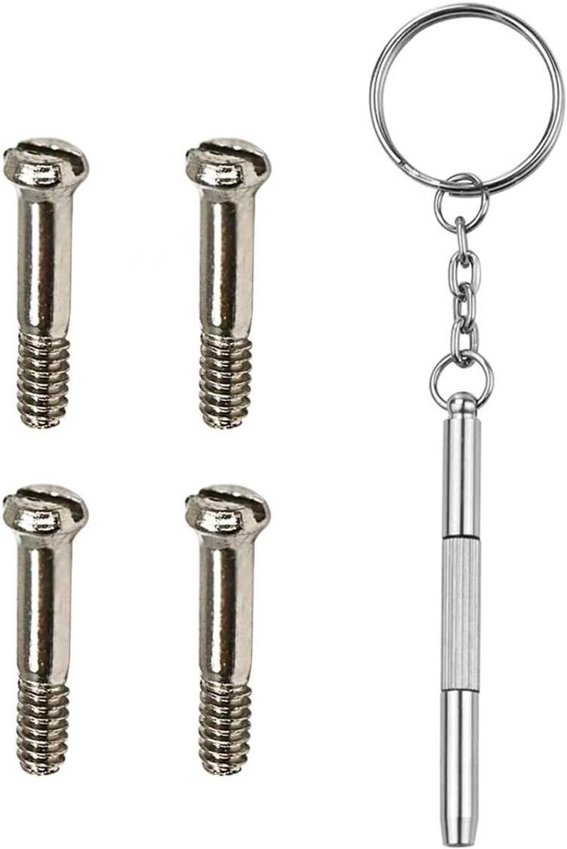 Vervangende Schroeven - Reparatieset Bril - Zonnebril Reparatie - Inclusief Schroevendraaier - 4 Stuks - Metaal