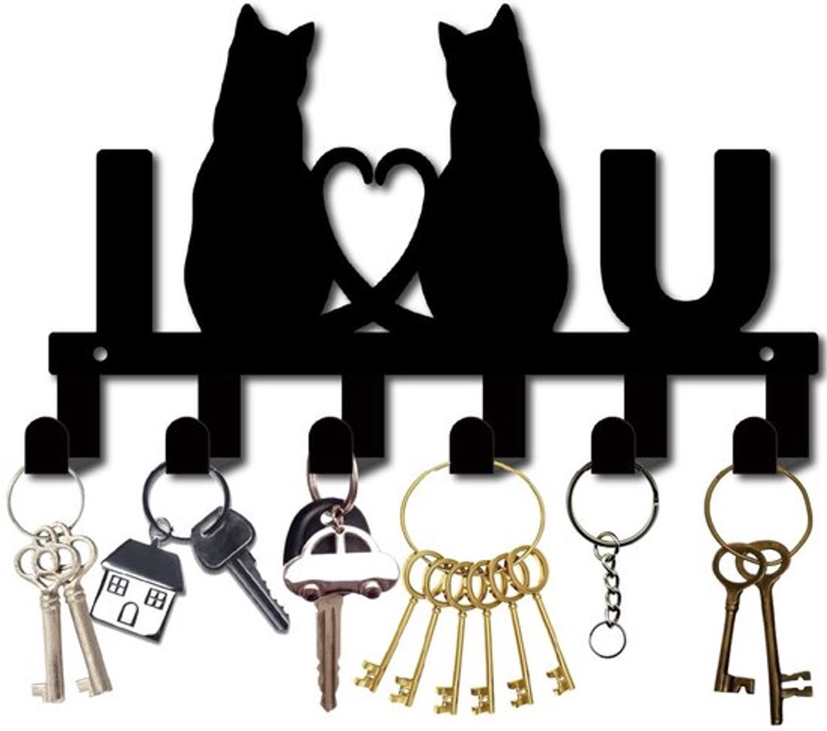 Dailygoods - Sleutelhouder - Wandgemonteerd - Decoratief - Zwart