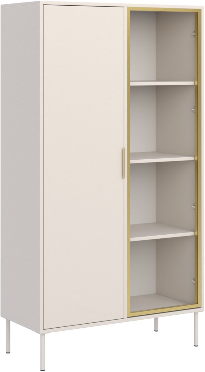 Selsey Vena – Vitrinekast 2 deuren – met glazen front – kasjmier – 90 cm
