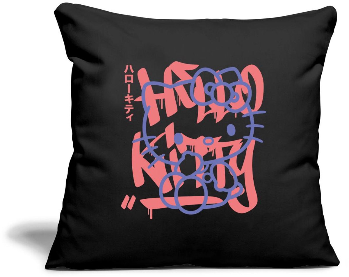 Hello Kitty Met Graffiti-Stijl Lettertype Sierkussenhoes, 45 x 45 cm